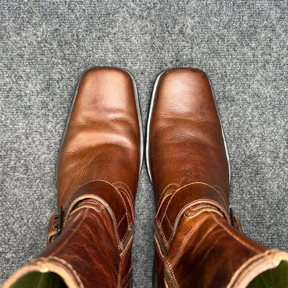 Skechers Motorcycle Boots Men's Size 11 Brown Leather Harness Buckle Square Toe - Picture 10 of 16